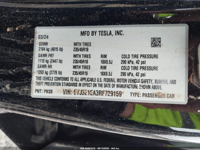2024 TESLA MODEL 3 5YJ3E1EA3RF729159 Photo 8