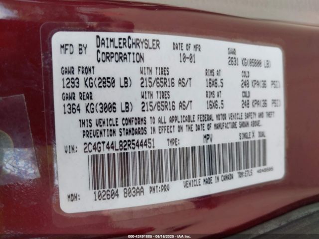 2002 CHRYSLER TOWN & COUNTRY 2C4GT44L82R544451 Photo 8