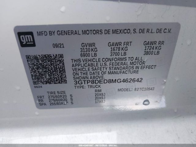 2021 GMC SIERRA 1500 3GTP8DED8MG462642 Photo 8