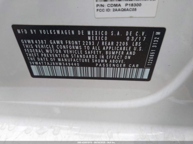 2017 VOLKSWAGEN JETTA 3VW4T7AJ8HM349440 Photo 8