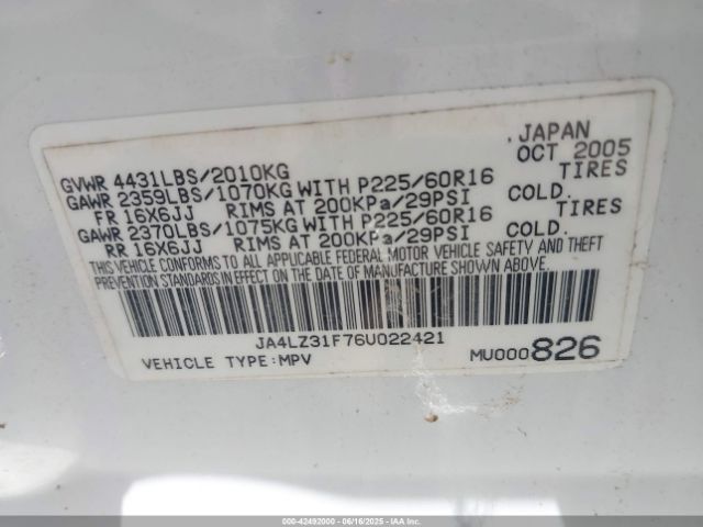 2006 MITSUBISHI OUTLANDER JA4LZ31F76U022421 Photo 8
