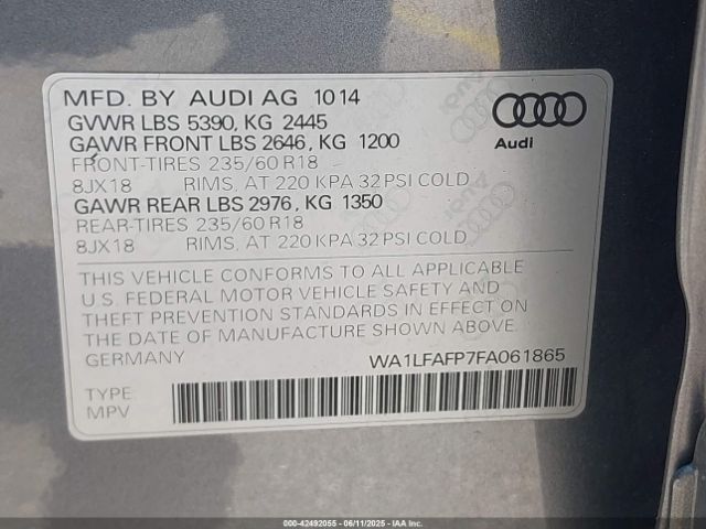 2015 AUDI Q5 WA1LFAFP7FA061865 Photo 8
