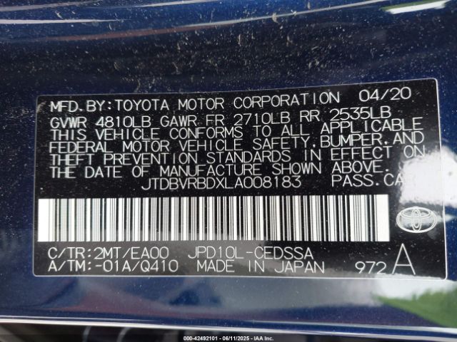 JTDBVRBDXLA008183 Toyota Mirai