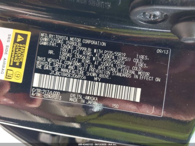 JTJBC1BA5E2068556 Lexus RX 450H
