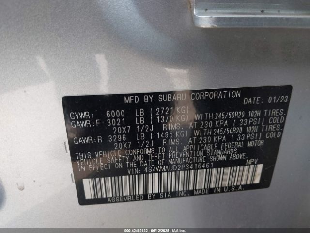 2023 SUBARU ASCENT 4S4WMAUD2P3416461 Photo 8