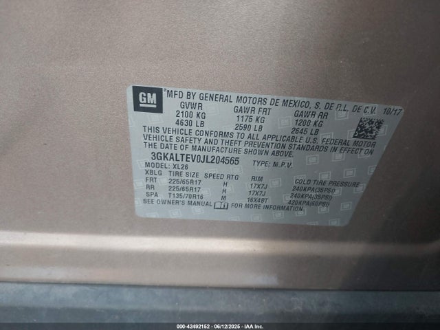 3GKALTEV0JL204565 GMC lyx - direct injection, vvt, fgt, turbo, alum, gen 1