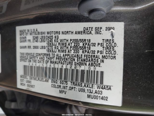 2010 MITSUBISHI ENDEAVOR 4A4JN3AS1AE007169 Photo 8