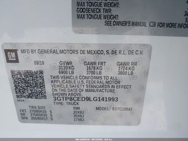 2020 GMC SIERRA 1500 3GTP8CED9LG141993 Photo 8