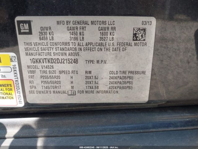 2013 GMC ACADIA 1GKKVTKD2DJ215248 Photo 8