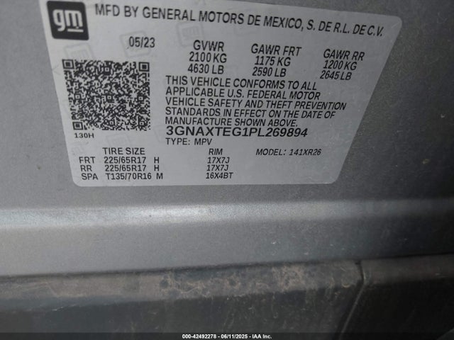3GNAXTEG1PL269894 Chevrolet Equinox Awd 2fl