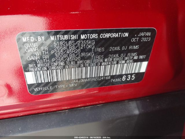 2024 MITSUBISHI OUTLANDER JA4J3WA85RZ024168 Photo 8