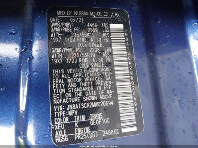2021 NISSAN ROGUE JN8AT3CA2MW020694 Photo 8