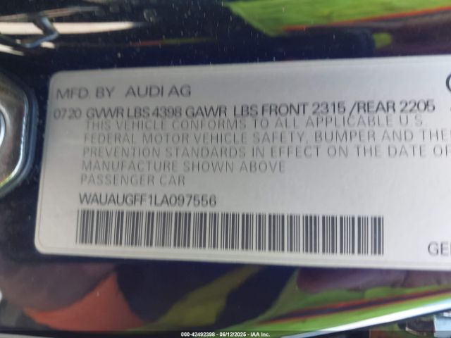 2020 AUDI A3 WAUAUGFF1LA097556 Photo 8
