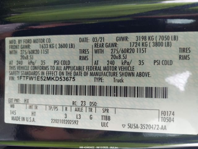 2021 FORD F-150 1FTFW1E52MKD53675 Photo 8