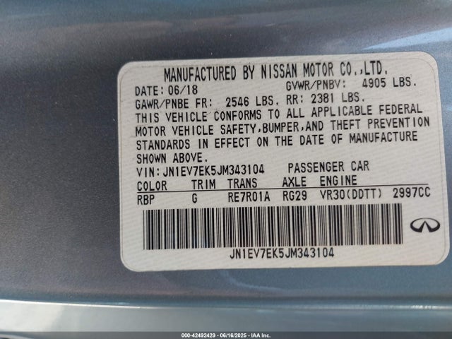 Infiniti 2018 2018 JN1EV7EK5JM343104 Image 9