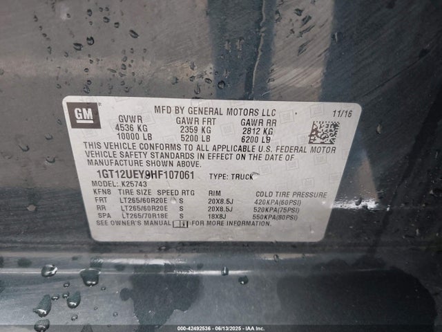 1GT12UEY9HF107061 GMC l5p - direct injection, duramax, gen 5, var 1