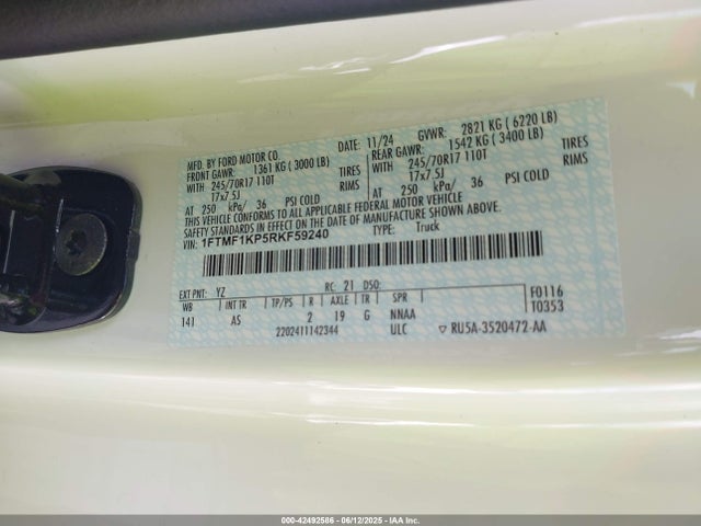 Ford 2.7l-4v 2024 1FTMF1KP5RKF59240 Image 9