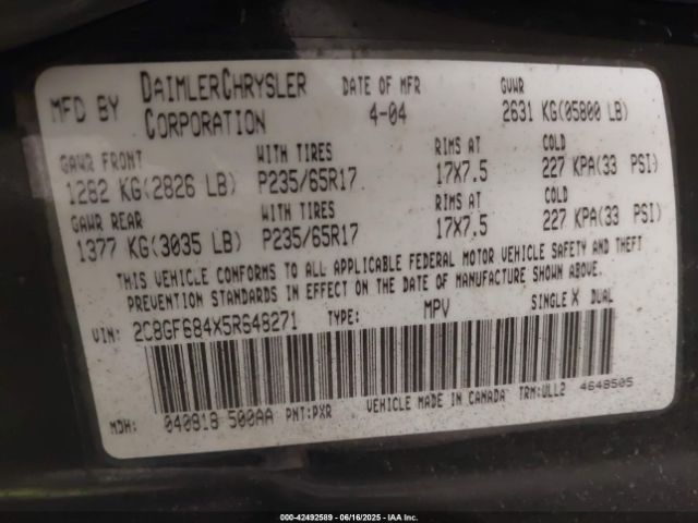2005 CHRYSLER PACIFICA 2C8GF684X5R648271 Photo 8