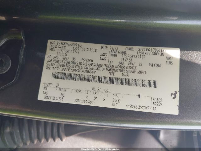 1FTEW1EG9GFA58647 Ford F-150 Lariat