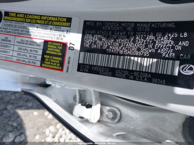 58ADZ1B15MU089795 Lexus 2gr-fks