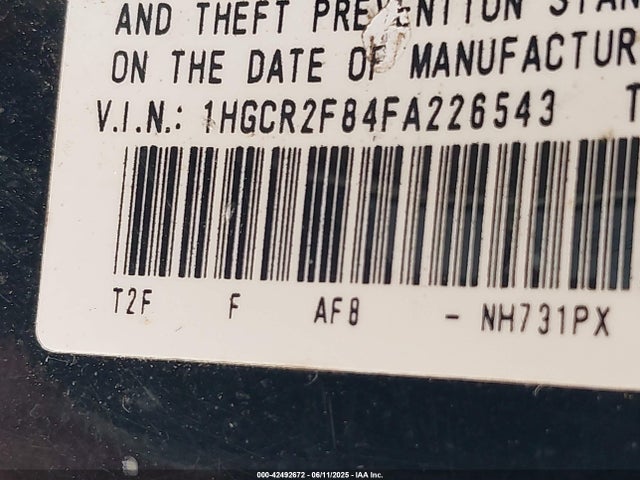 Honda k24w1 2015 1HGCR2F84FA226543 Image 9