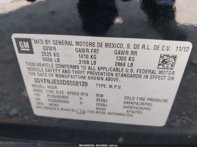 2013 CADILLAC SRX 3GYFNJE33DS558129 Photo 8