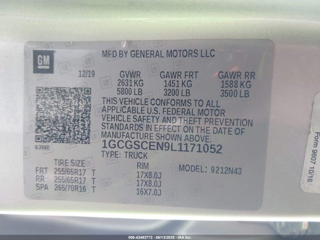 1GCGSCEN9L1171052 Chevrolet lg2 - di: direct injection, vvt: variable valve timing, alum, var2, gen2