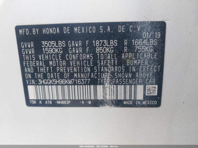 2019 HONDA FIT 3HGGK5H96KM716377 Photo 8