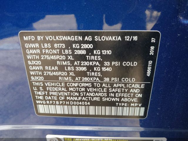 2017 VOLKSWAGEN TOUAREG WVGRF7BP7HD004054 Photo 8
