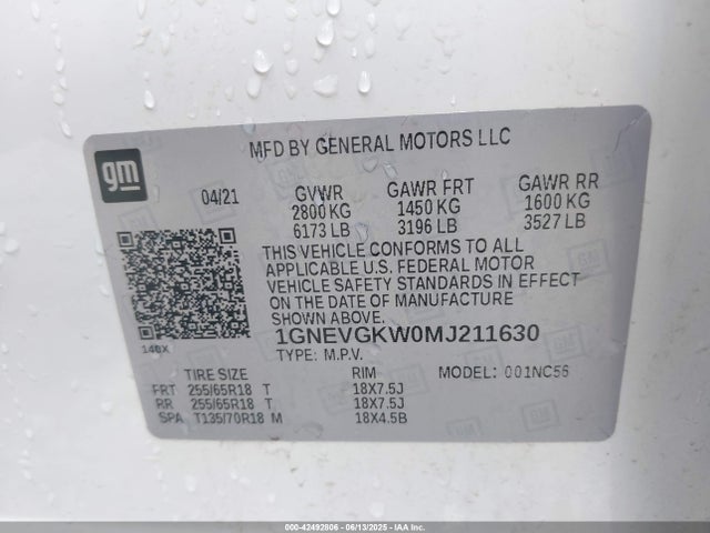 1GNEVGKW0MJ211630 Chevrolet lfy