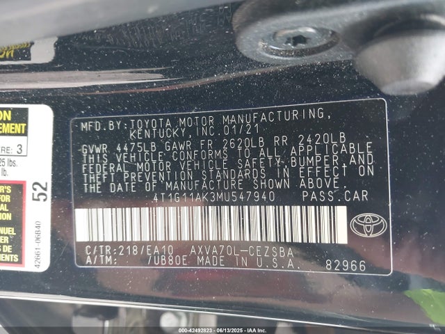 4T1G11AK3MU547940 Toyota a25a-fks