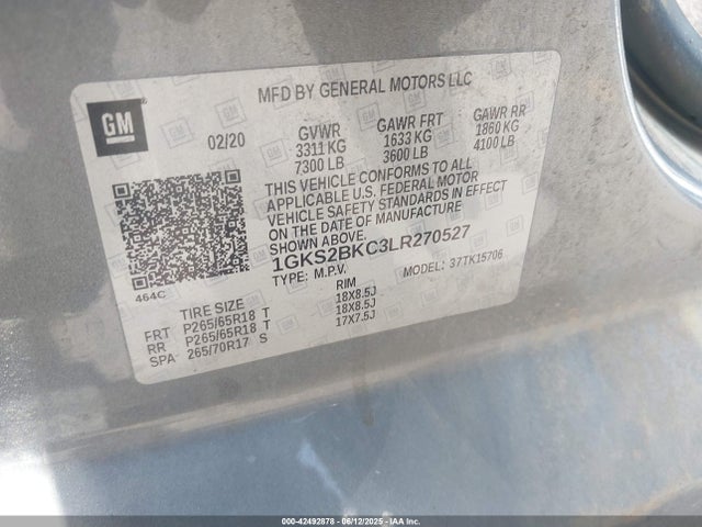 1GKS2BKC3LR270527 GMC l83 - spark ignited direct injection, variable valve timing, afm, e85 max, alum