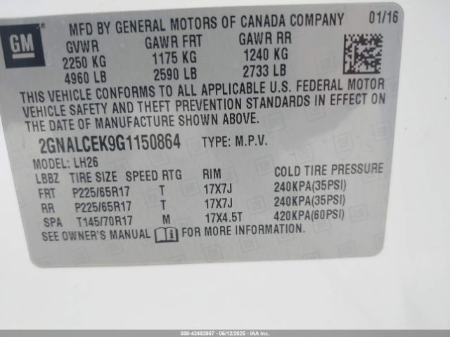 2GNALCEK9G1150864 Chevrolet lea - e85 max, aluminum