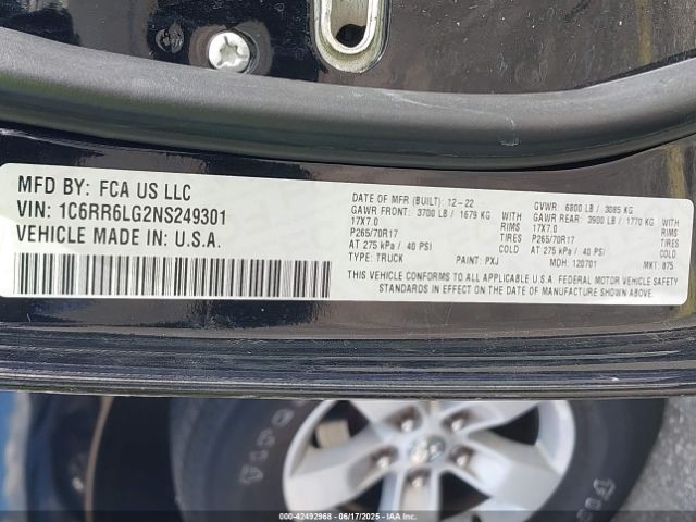 1C6RR6LG2NS249301 RAM 1500 Classic