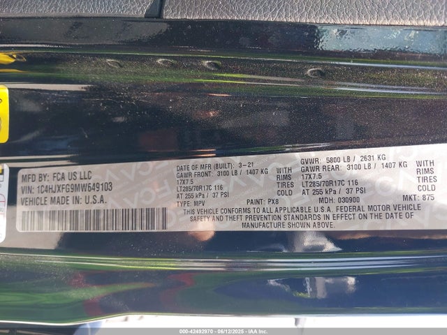 1C4HJXFG9MW649103 Jeep Wrangler