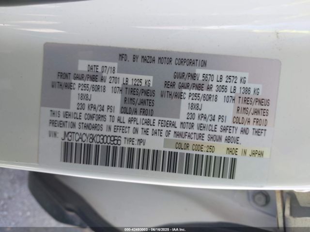 2019 MAZDA CX-9 JM3TCACY8K0300956 Photo 8