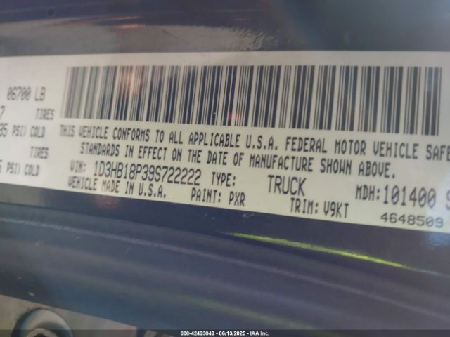 2009 DODGE RAM 1500 1D3HB18P39S722222 Photo 8