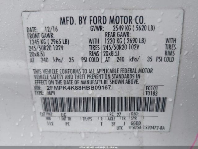 2017 FORD EDGE 2FMPK4K88HBB09167 Photo 8