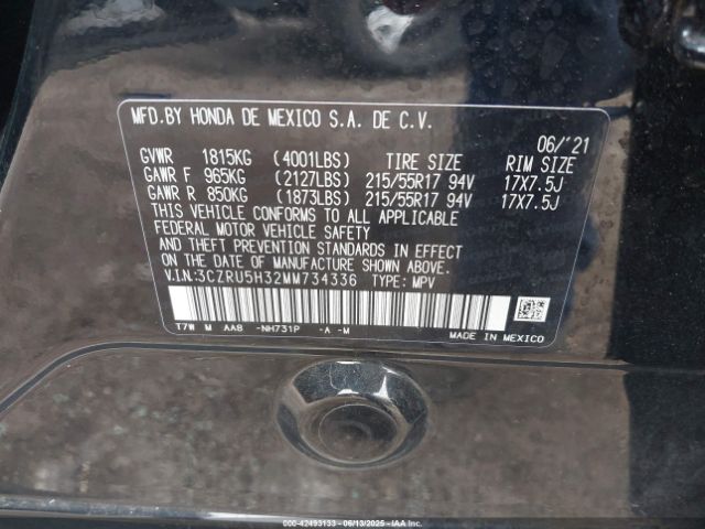 2021 HONDA HR-V 3CZRU5H32MM734336 Photo 8