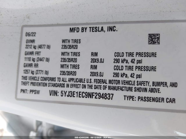 2022 TESLA MODEL 3 5YJ3E1EC9NF294837 Photo 8