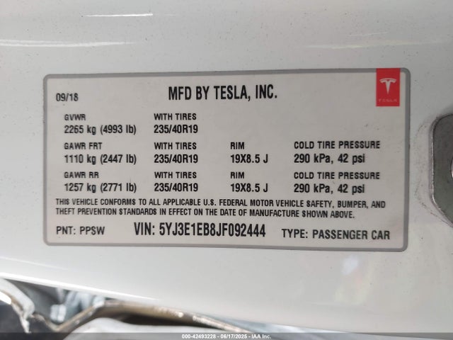 2018 TESLA MODEL 3 5YJ3E1EB8JF092444 Photo 8