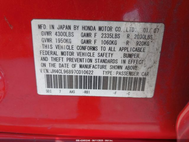 2007 ACURA TSX JH4CL96897C010622 Photo 8