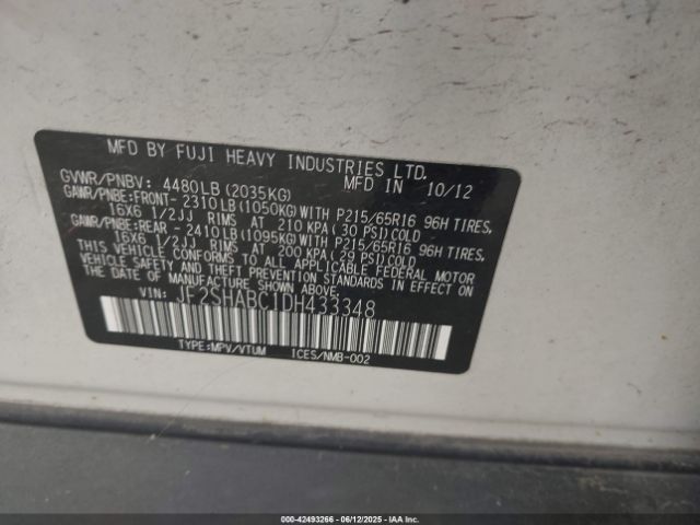 2013 SUBARU FORESTER JF2SHABC1DH433348 Photo 8