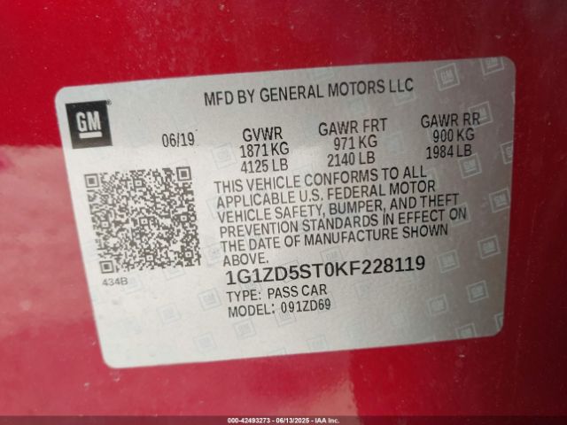 2019 CHEVROLET MALIBU 1G1ZD5ST0KF228119 Photo 8