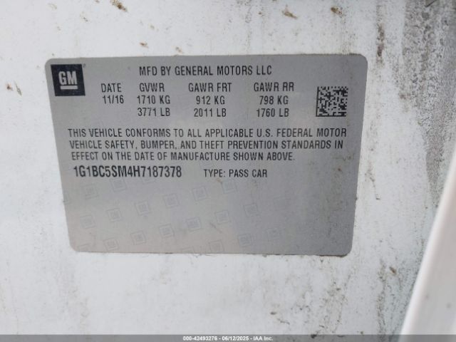 1G1BC5SM4H7187378 Chevrolet Cruze Ls Auto
