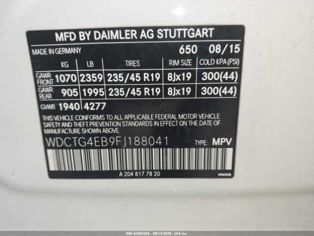 2015 MERCEDES-BENZ GLA 250 WDCTG4EB9FJ188041 Photo 8