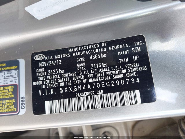 5XXGN4A70EG290734 KIA dohc gdi theta ii