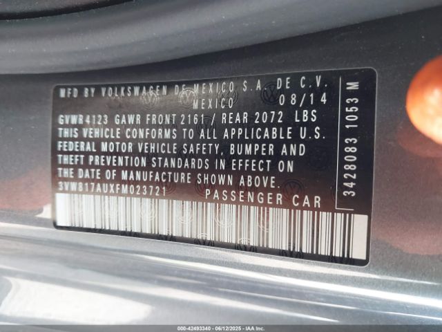 3VW817AUXFM023721 Volkswagen 2015
