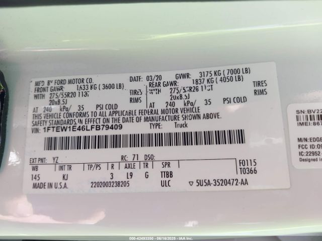 2020 FORD F-150 1FTEW1E46LFB79409 Photo 8