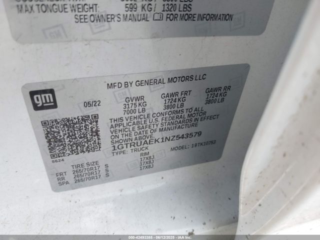 2022 GMC SIERRA 1500 1GTRUAEK1NZ543579 Photo 8